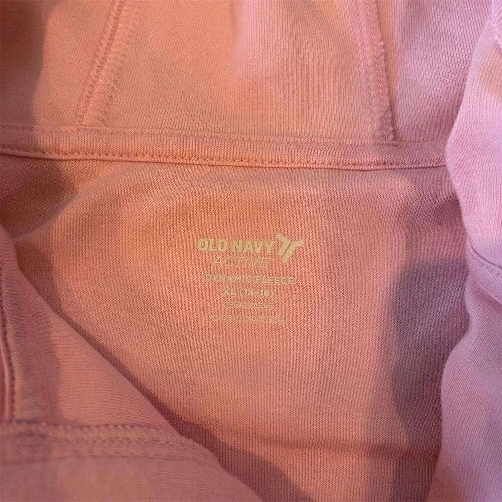 Old Navy Active Hoodie Girls XL 14-16 Light Pink Full Zip Zip Pockets